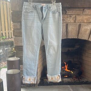 DRIFTWOOD Light Blue Cropped Jeans with Floral Cuff